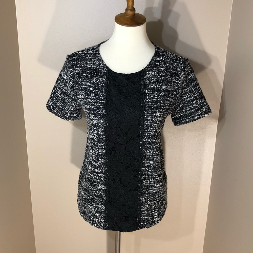 ✨EUC✨Ann Taylor Knit Top with Lace Panel